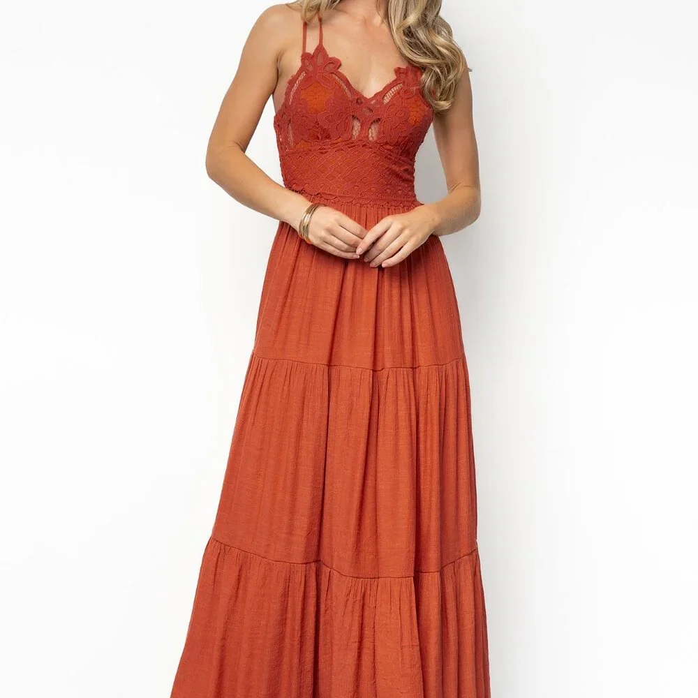 Baltic Born Summerlin Lace Top Maxi Dress | Rust Size XLXL - Picture 2 of 5